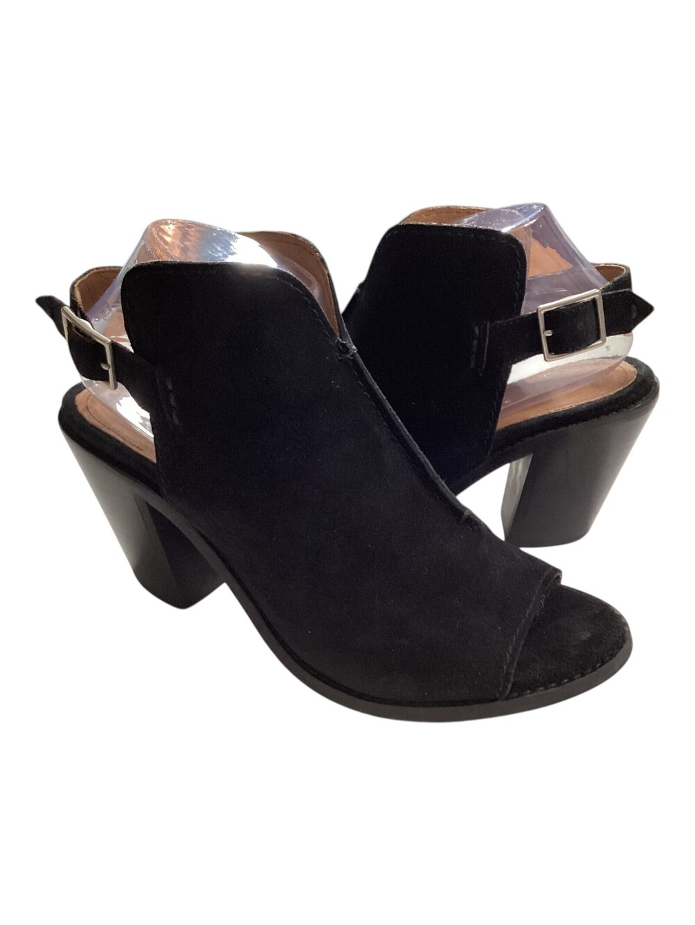 FRYE Courtney 3471343 Women's Slingback Pumps Peep Toe Leather Black Sz 9B GUC